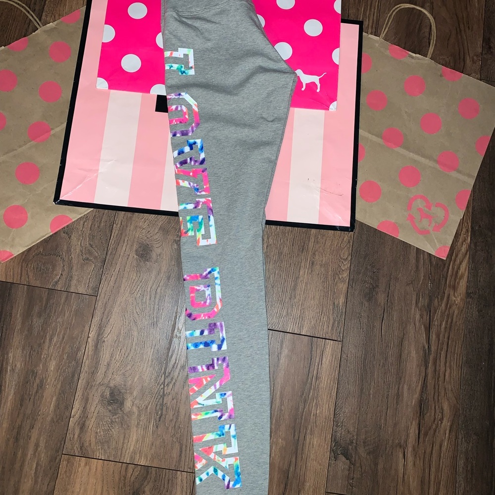 NEW VS PINK size XS Neon Tie Dye Logo High Waist Full Length Legging. - Picture 10 of 11